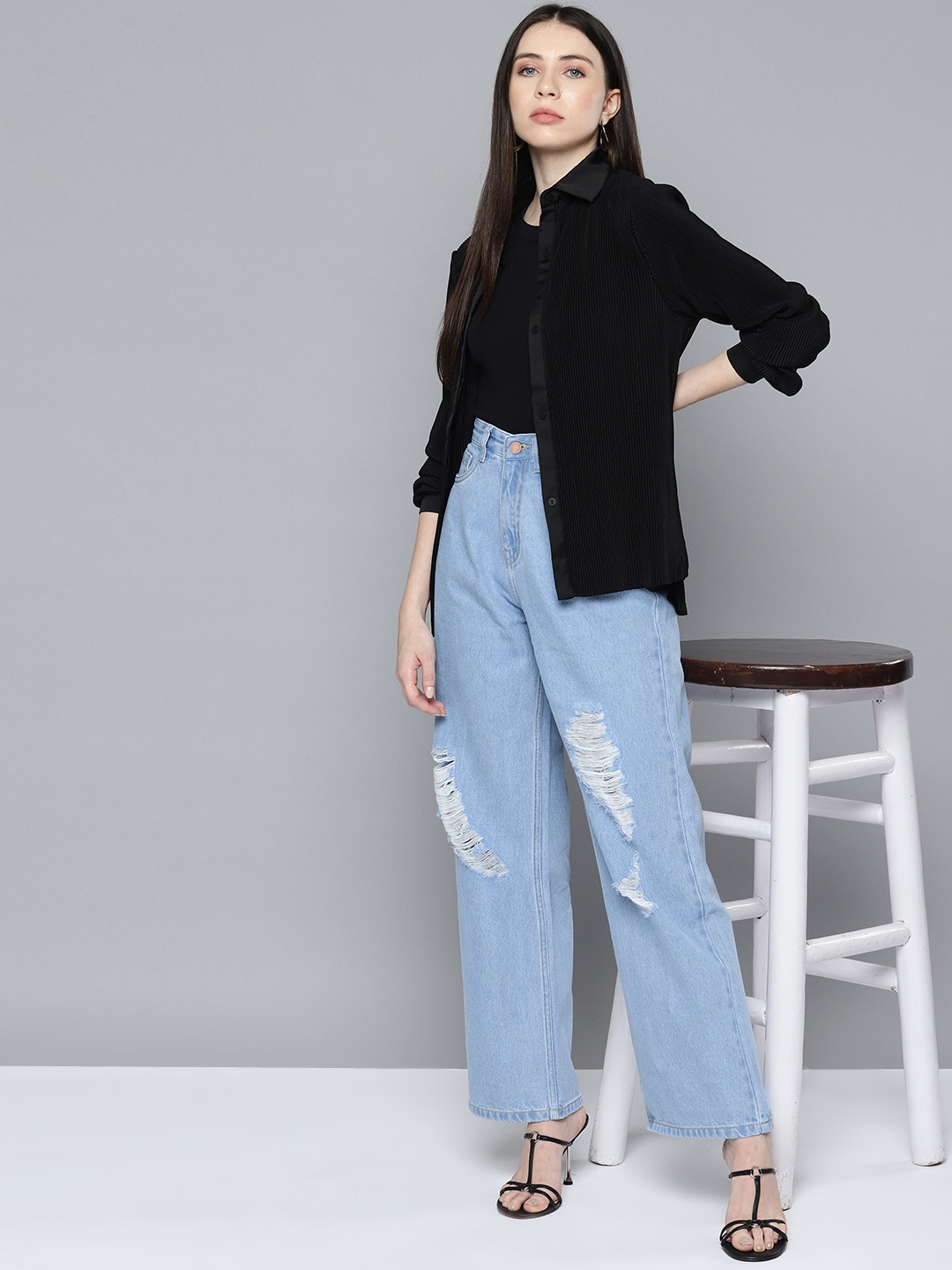 

Chemistry Women Relaxed Fit High-Rise Highly Distressed Jeans, Blue
