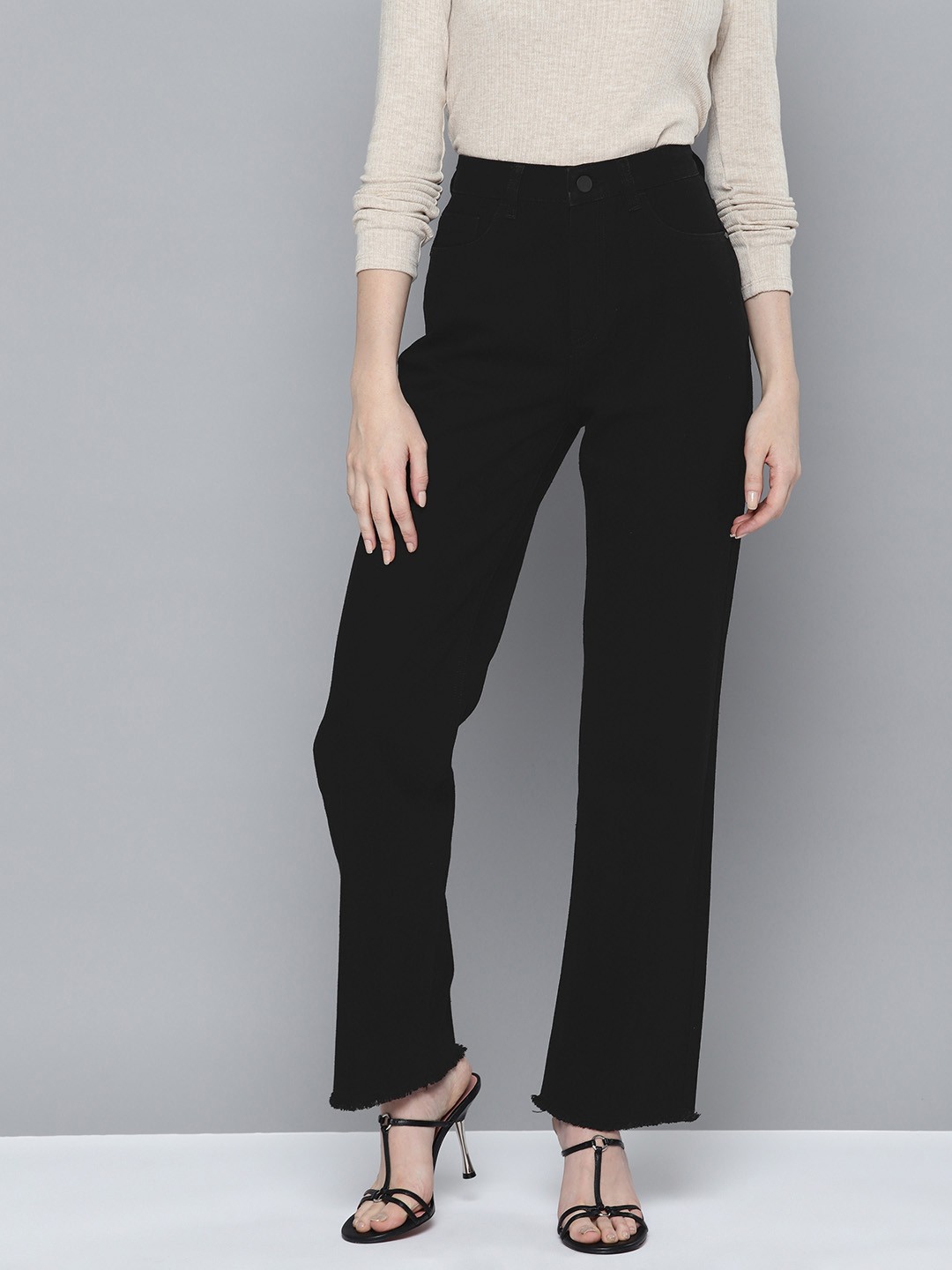 

Chemistry Women High-Rise Cotton Jeans, Black