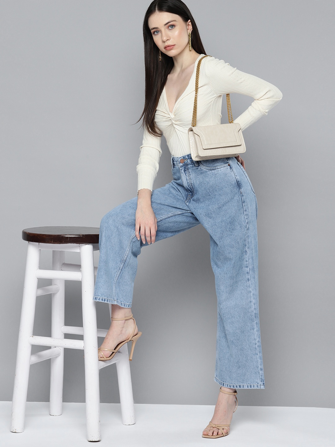 

Chemistry Women Relaxed Fit High-Rise Cotton Jeans, Blue