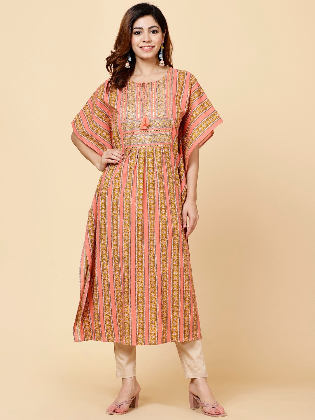 

Meena Bazaar Ethnic Motifs Printed Pure Cotton Kurta, Yellow