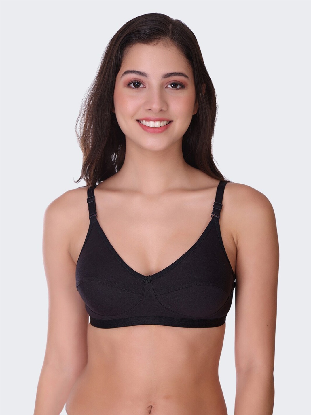 

POOJA RAGENEE Non-Padded Non-Wired Full Coverage All Day Comfort Cotton Bra, Black