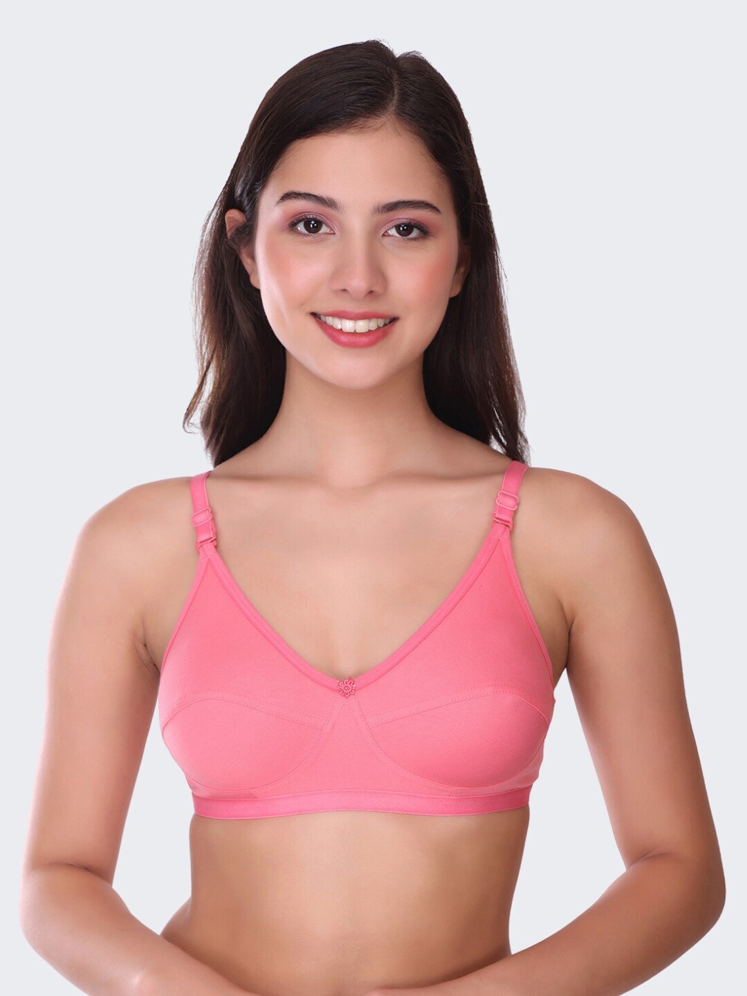 

POOJA RAGENEE Non-Padded Non-Wired Full Coverage All Day Comfort Cotton Bra, Pink