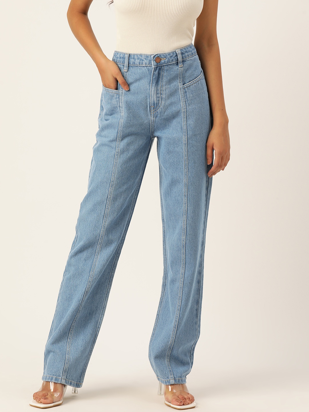 

DressBerry Women High-Rise Pure Cotton Jeans, Blue