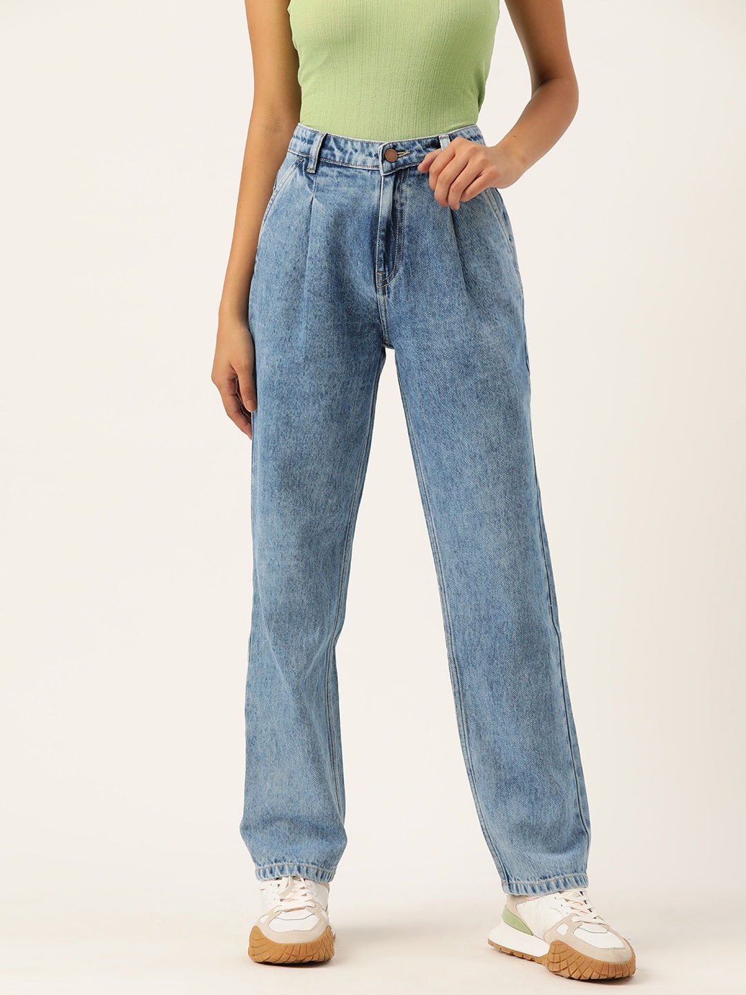 

DressBerry Women Straight Fit High-Rise Jeans, Blue
