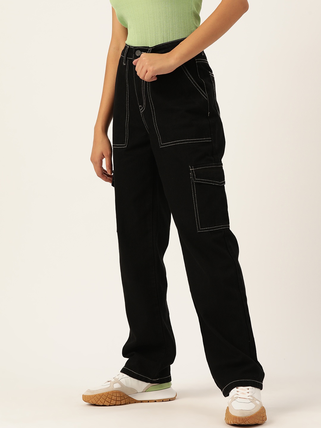 

DressBerry Women High-Rise Pure Cotton Jeans, Black