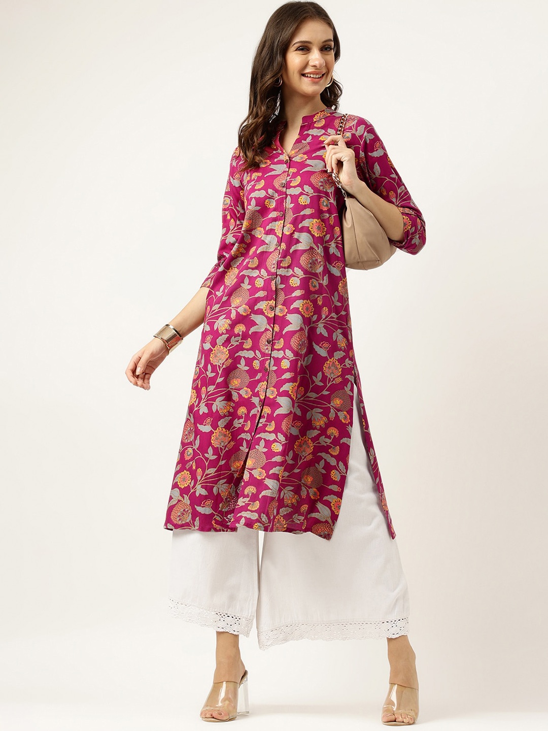 

Ashlee Floral Printed Kurta, Pink
