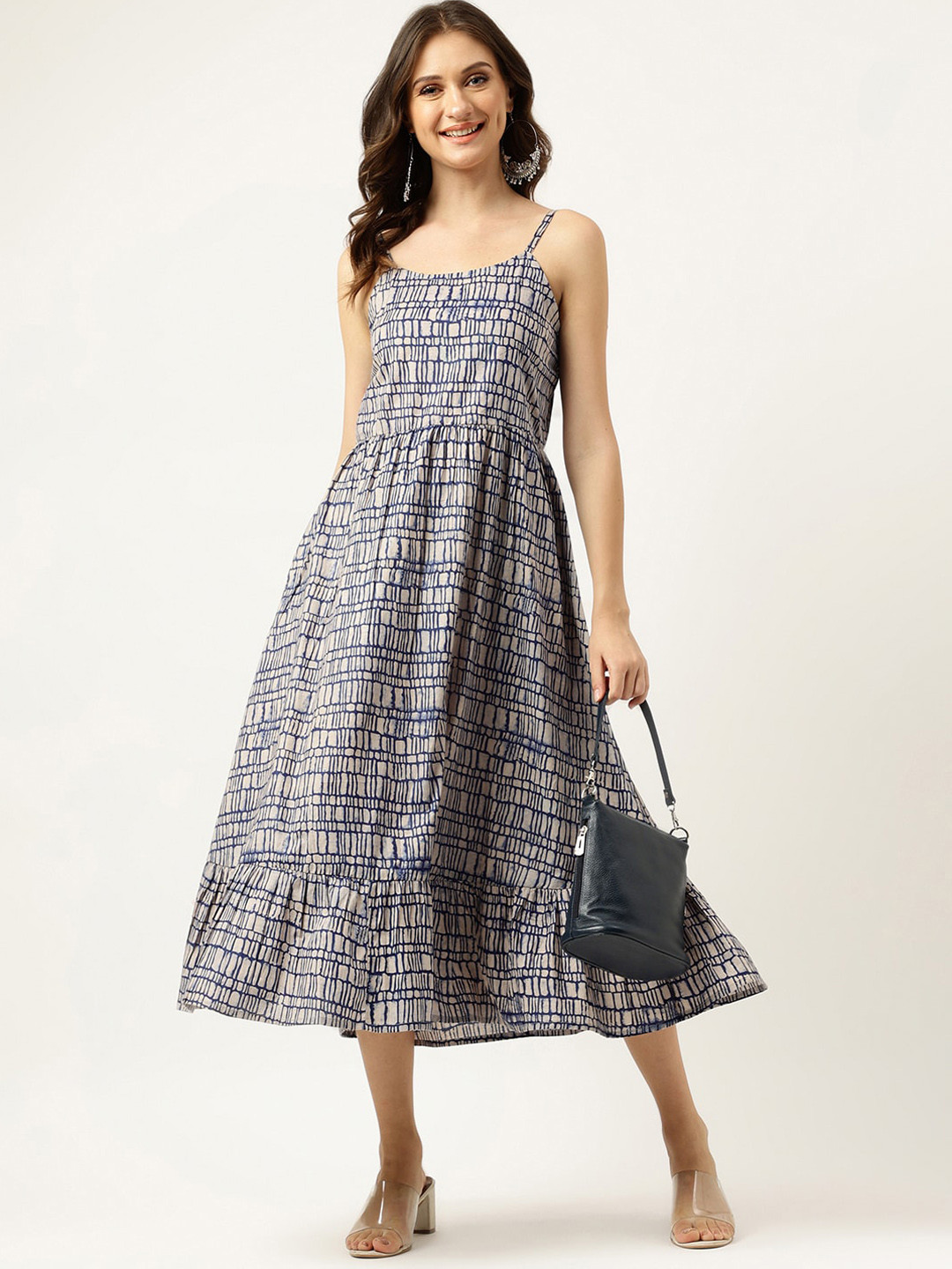 

Ashlee Abstract Printed Flounce Fit & Fare Dress, Navy blue