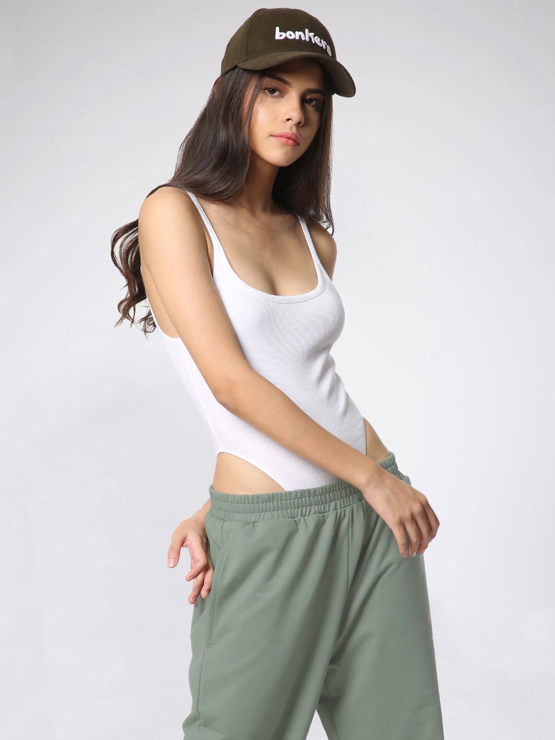 

Bonkers Corner White Ribbed High Cut Bodysuit