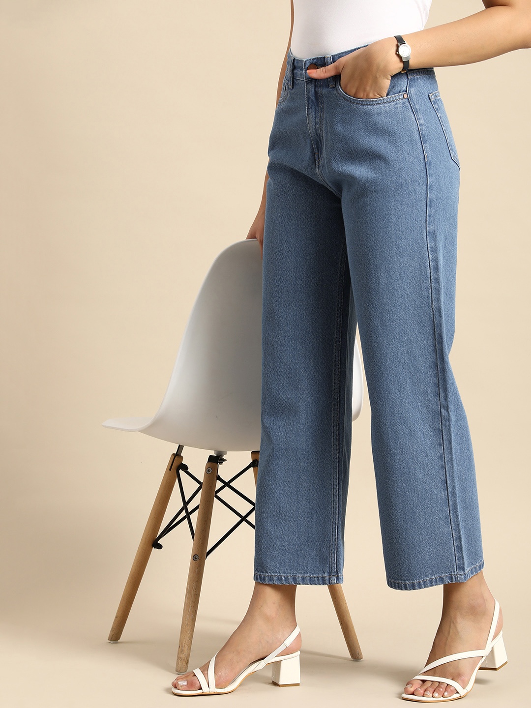 

all about you Women Cotton Relaxed Fit High-Rise Jeans, Blue