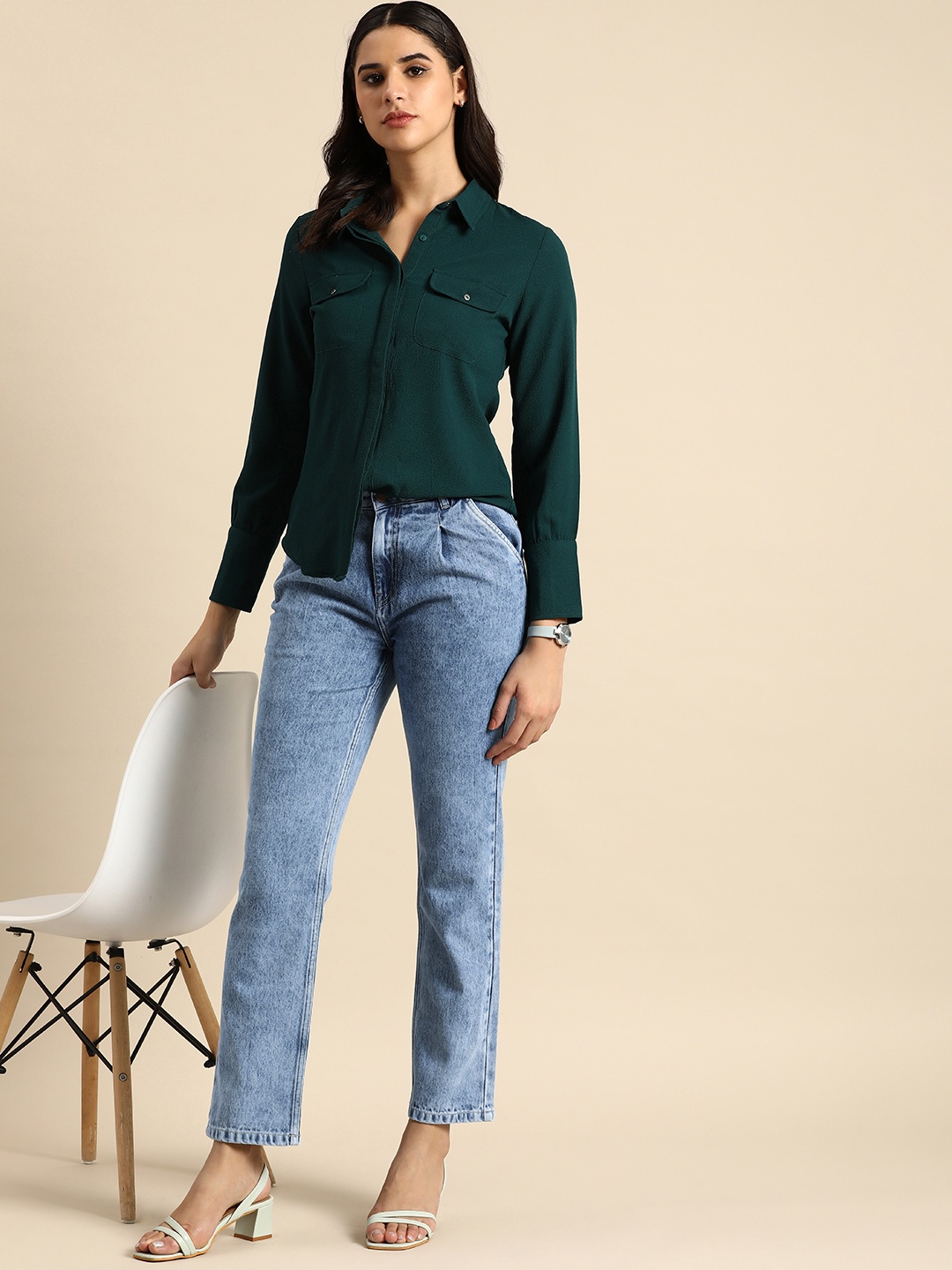 

all about you Women Cotton Straight Fit High-Rise Jeans, Blue