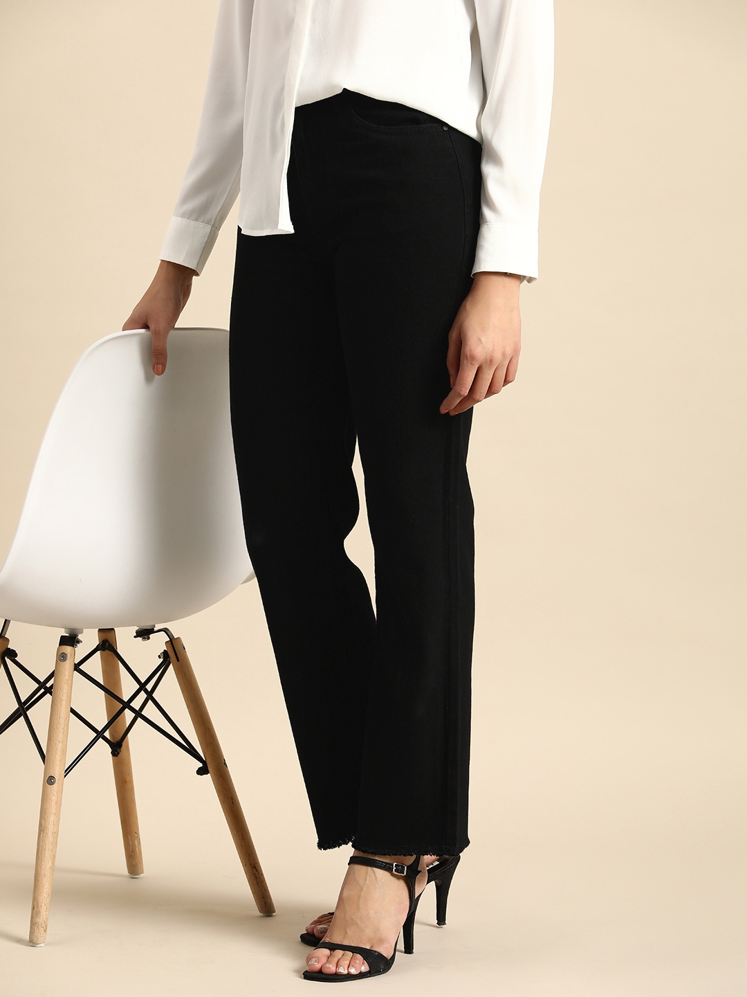 

all about you Women Cotton High-Rise Jeans, Black