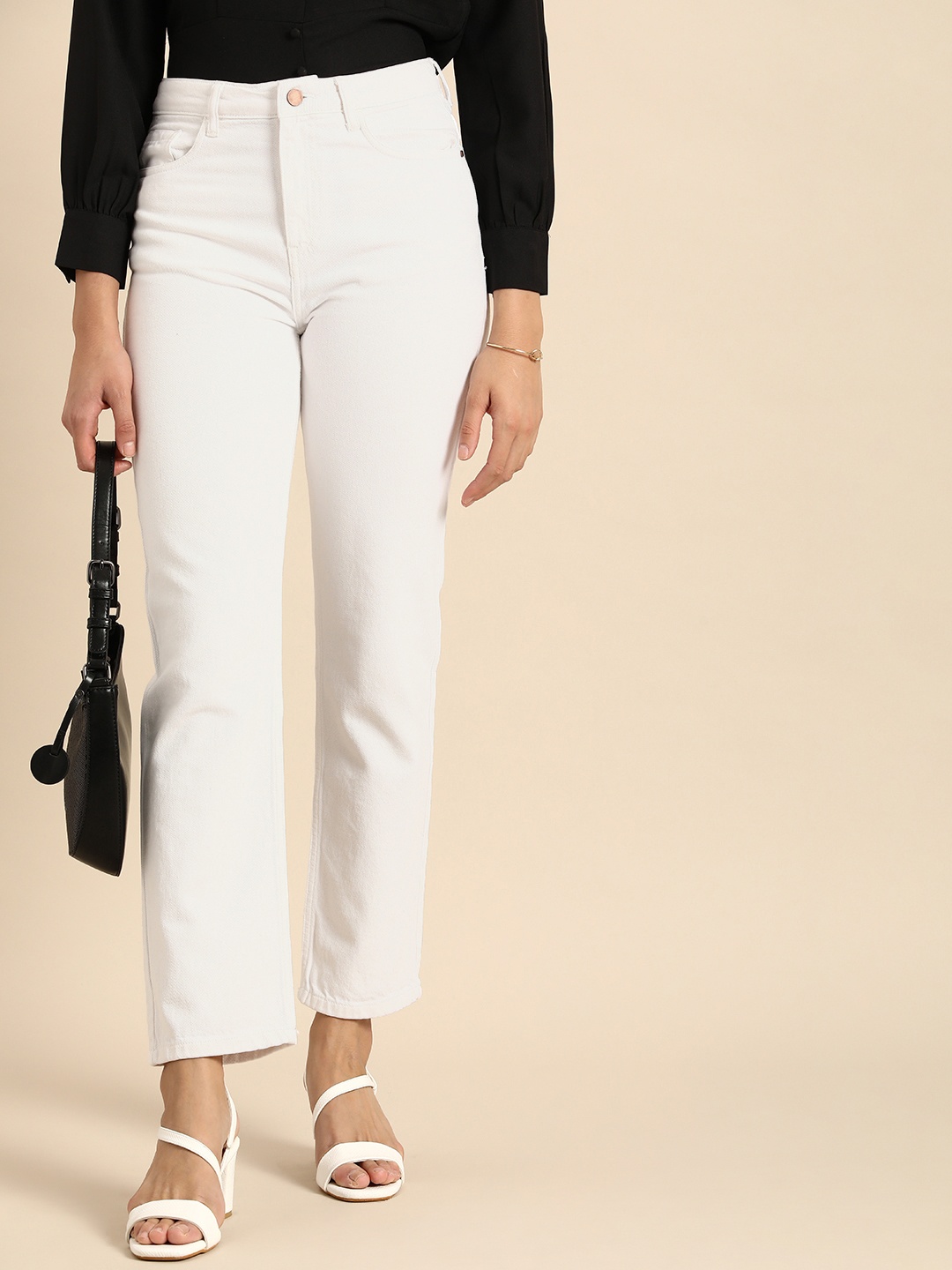 

all about you Women Straight Fit High-Rise Jeans, White