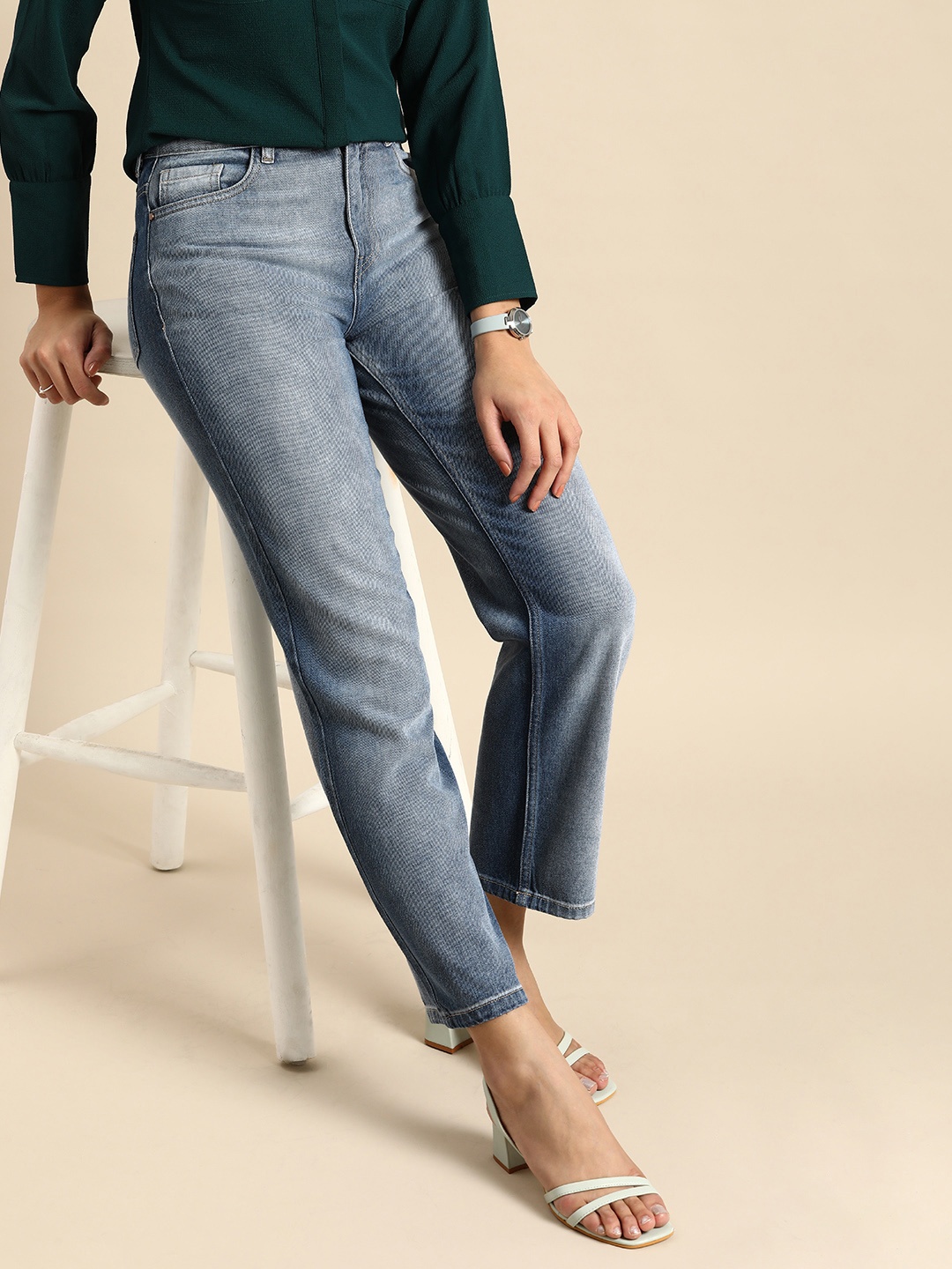 

all about you Women Cotton High-Rise Heavy Fade Jeans, Blue
