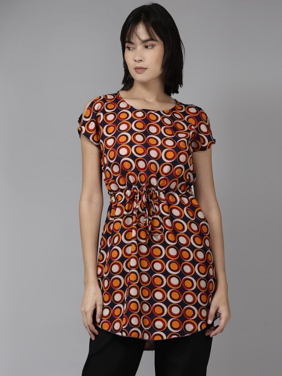 

BAESD Printed Slit Sleeves Tunic, Orange
