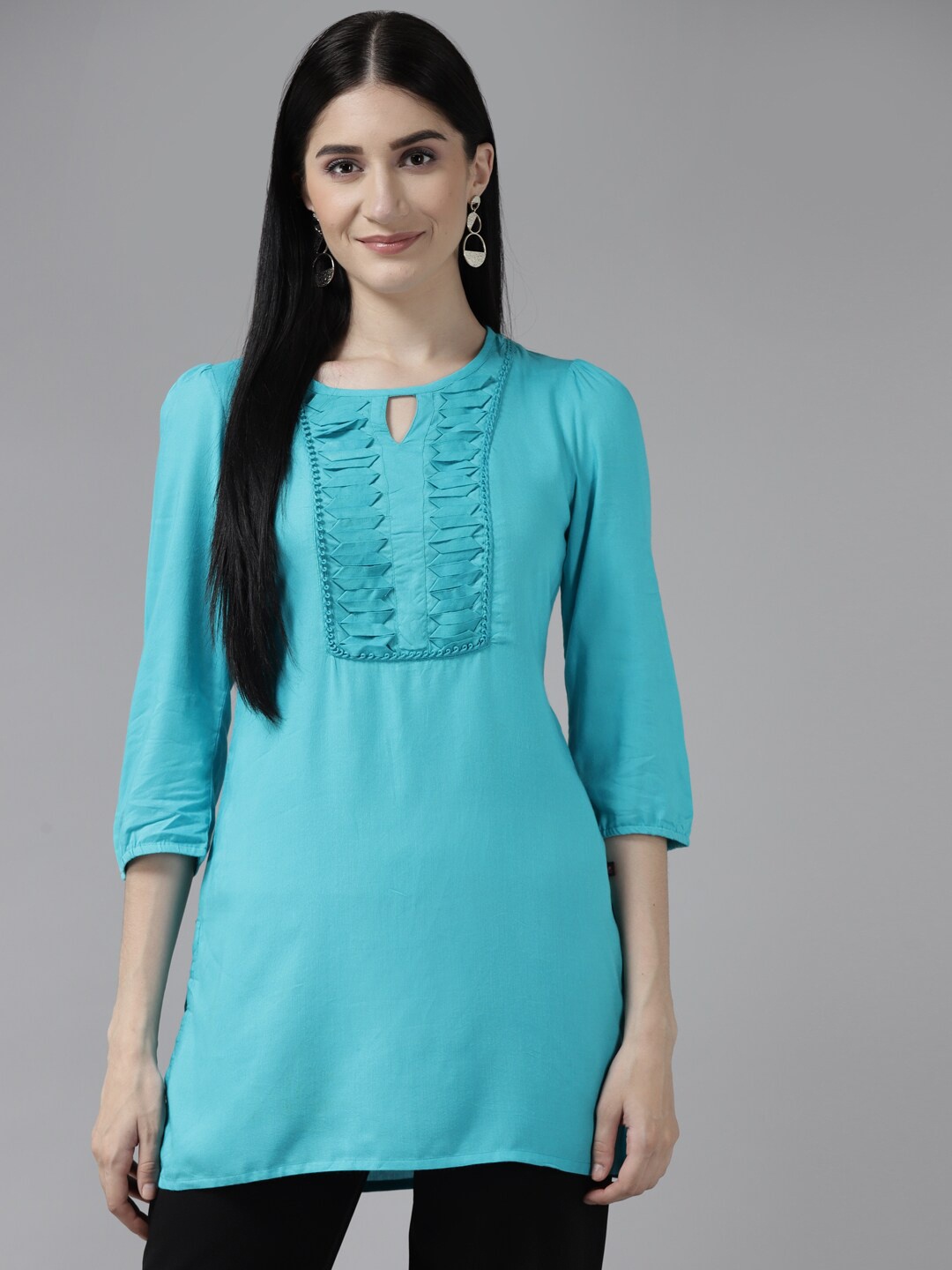 

BAESD Keyhole Neck Georgette Tunics, Turquoise blue