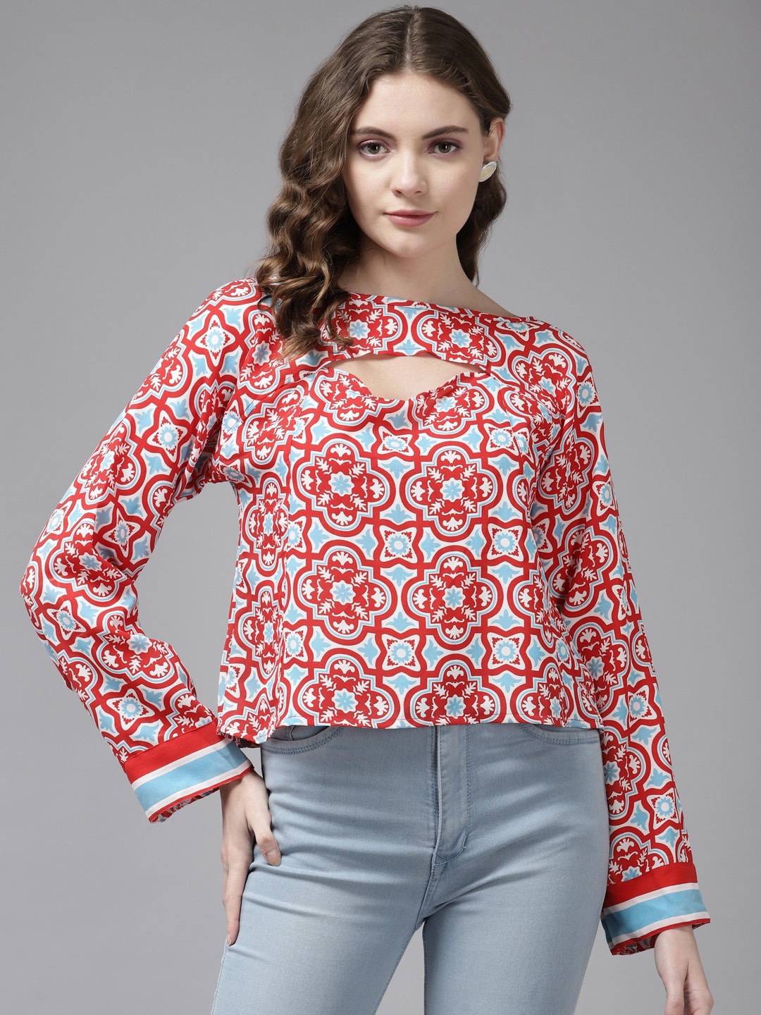 

BAESD Ethnic Motifs Printed Regular Top, Red
