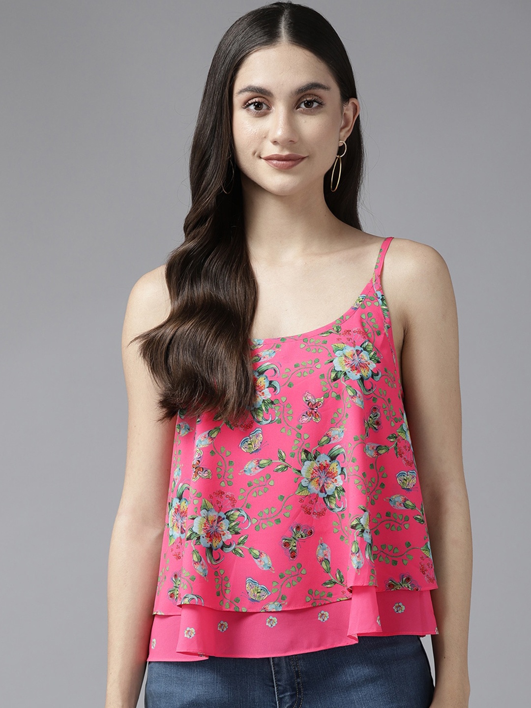 

BAESD Floral Printed A-Line Top, Pink