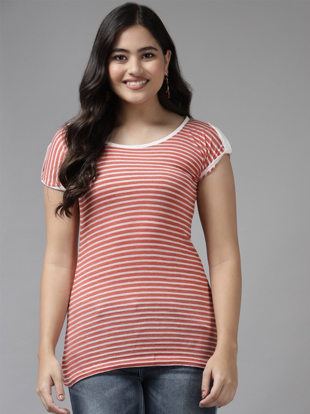 

BAESD Striped Georgette Top, Red