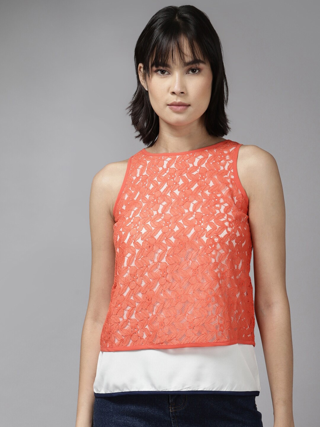 

BAESD Self Design Sleeveless Top, Orange