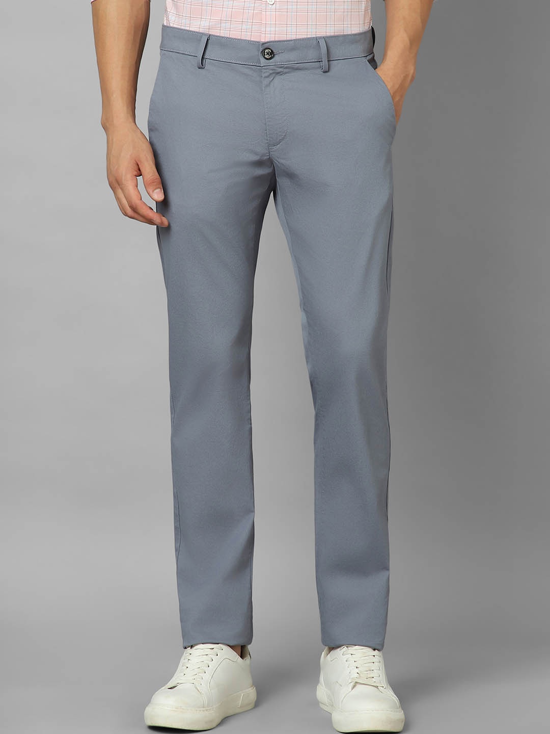 

Allen Solly Men Textured Slim Fit Mid-Rise Trousers, Grey