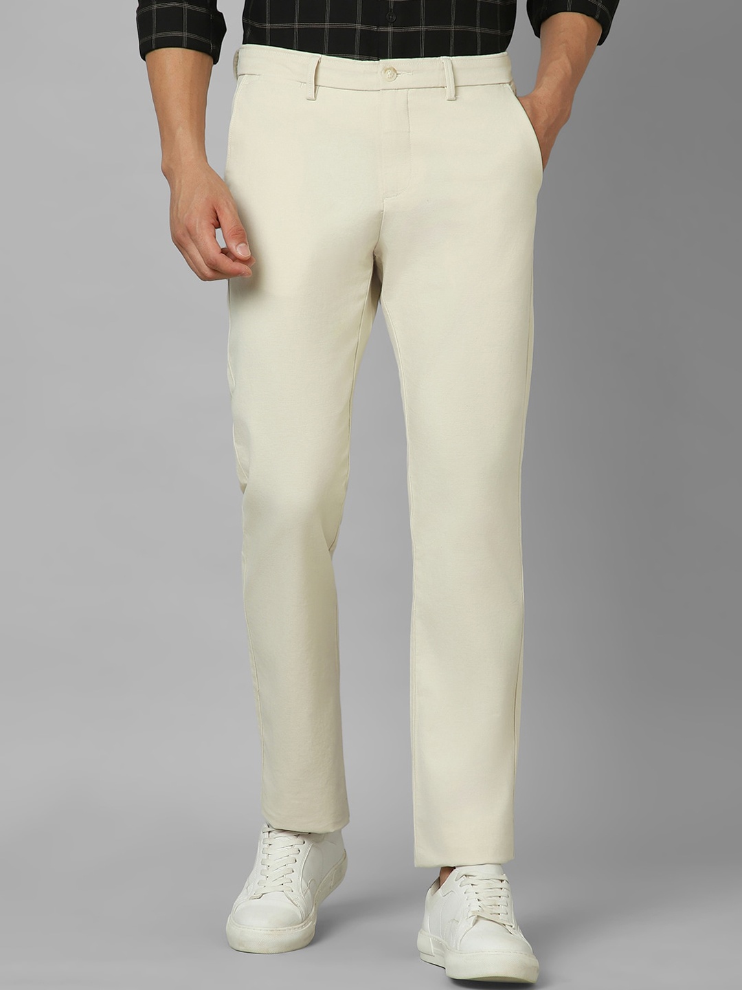 

Allen Solly Men Regular Fit Mid-Rise Woven Trousers, Cream