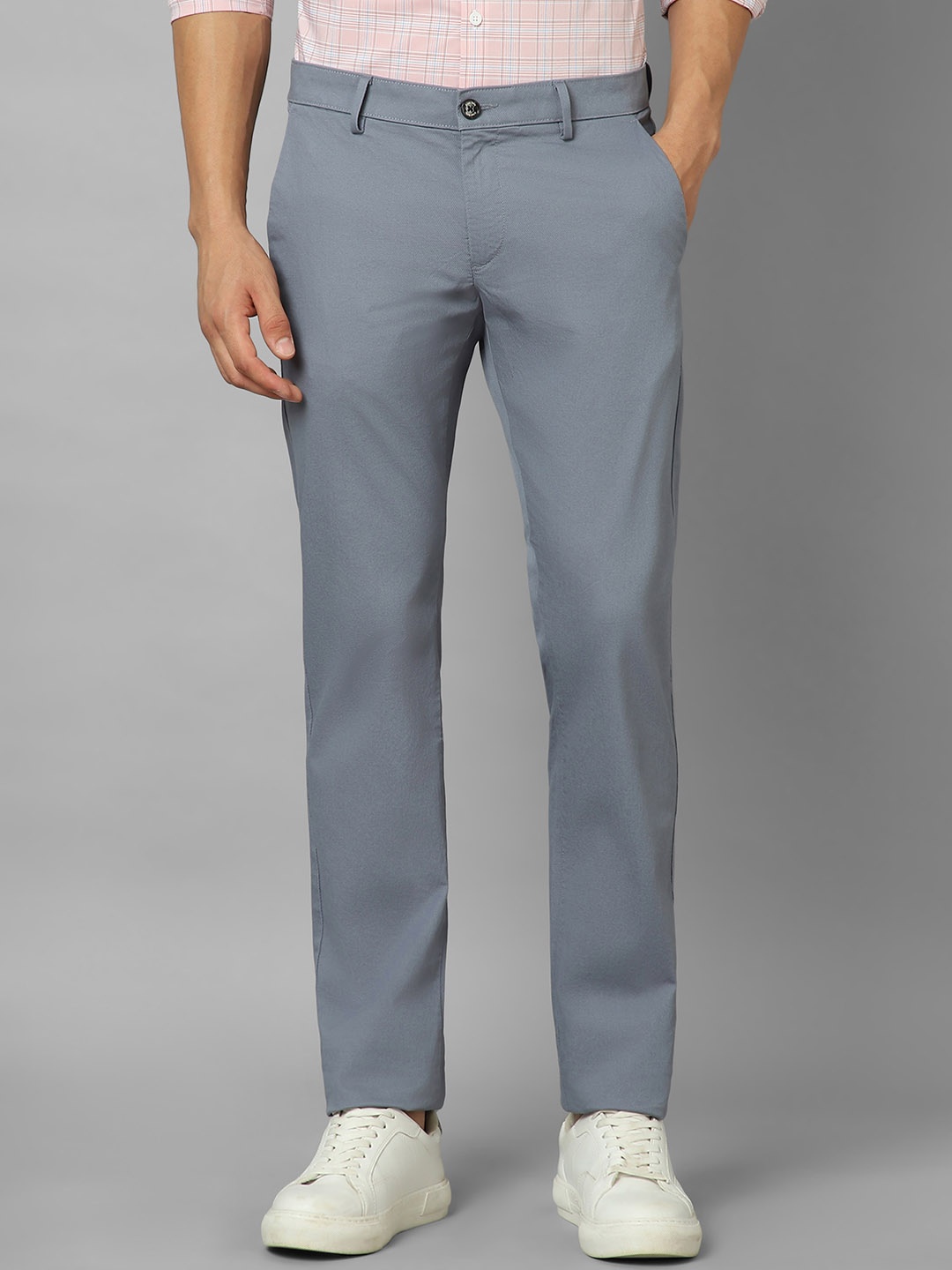 

Allen Solly Men Slim Fit Mid-RIse Flat-Front Trousers, Grey