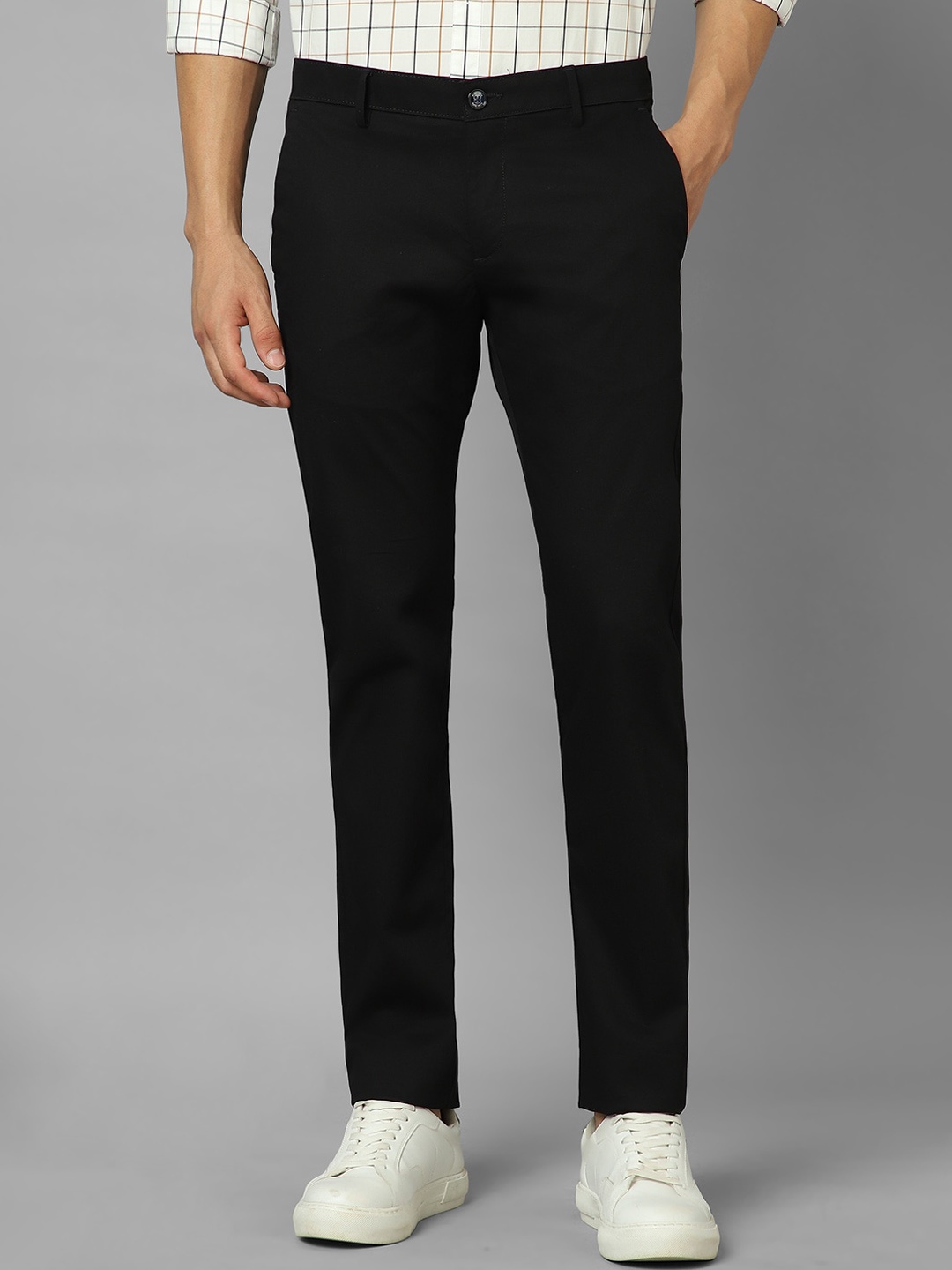 

Allen Solly Men Slim Fit Mid-RIse Flat-Front Trousers, Black