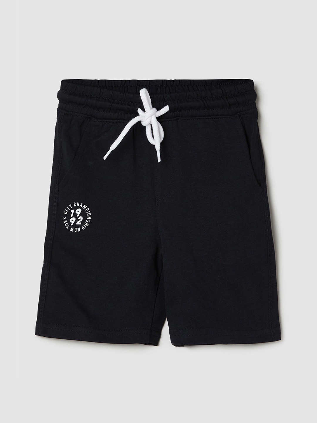 

max Boys Mid-Rise Pure Cotton Shorts, Black