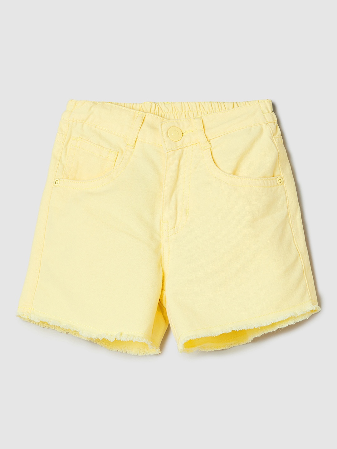 

max Girls Mid-Rise Pure Cotton Denim Shorts, Yellow
