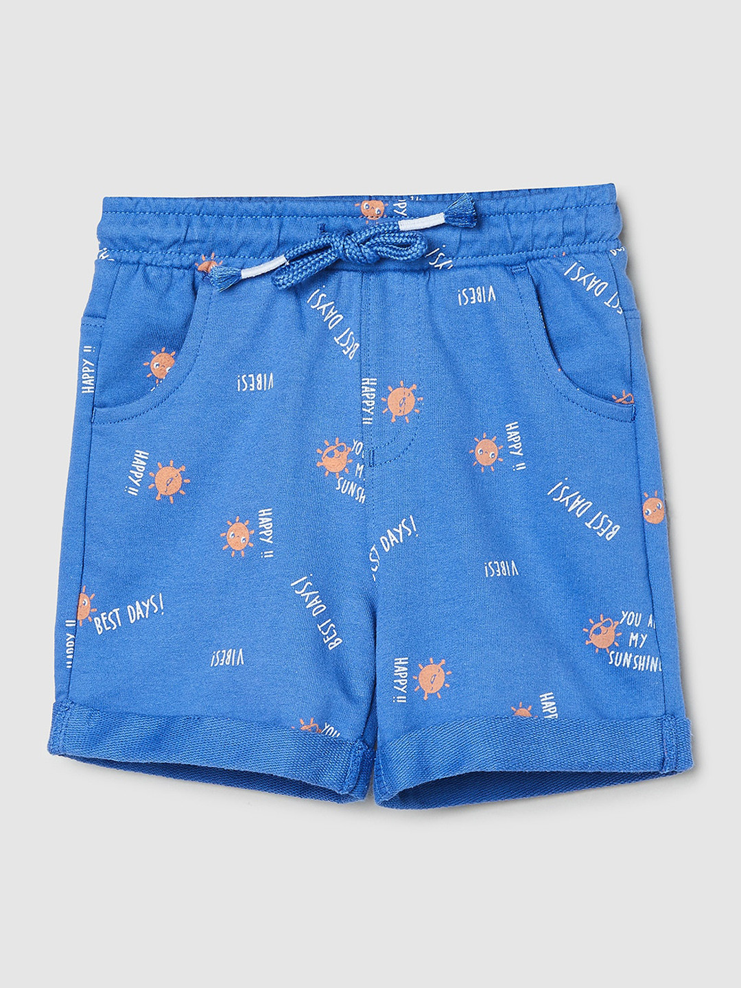 

max Boys Typography Printed Pure Cotton Shorts, Blue