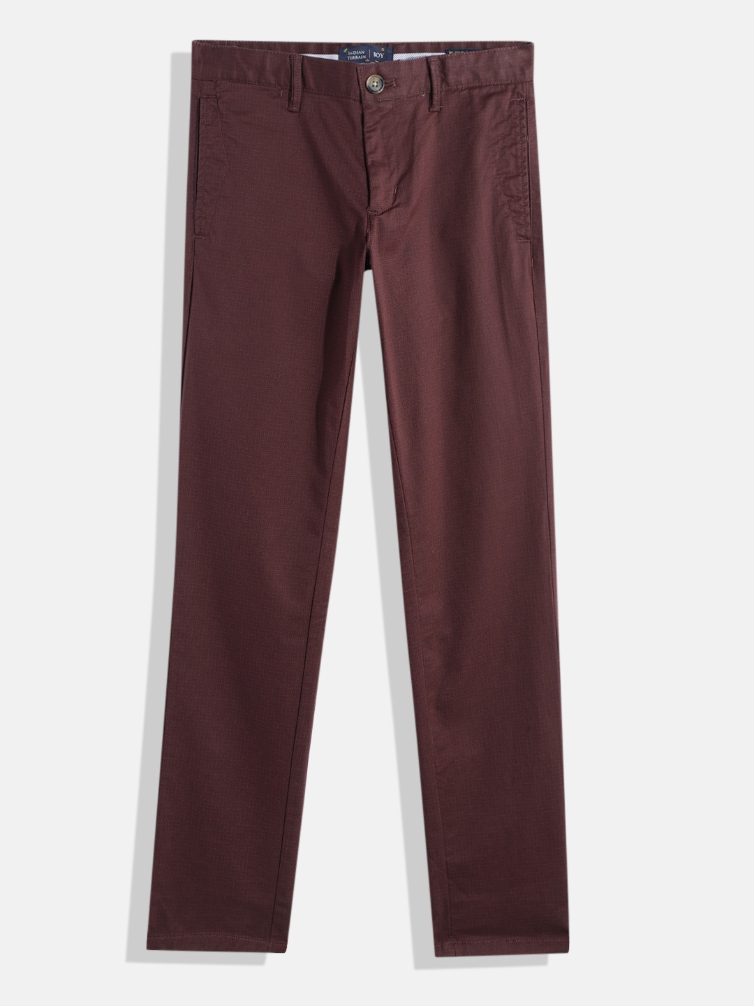 

Indian Terrain Boys Printed Original Low-Rise Trousers, Burgundy