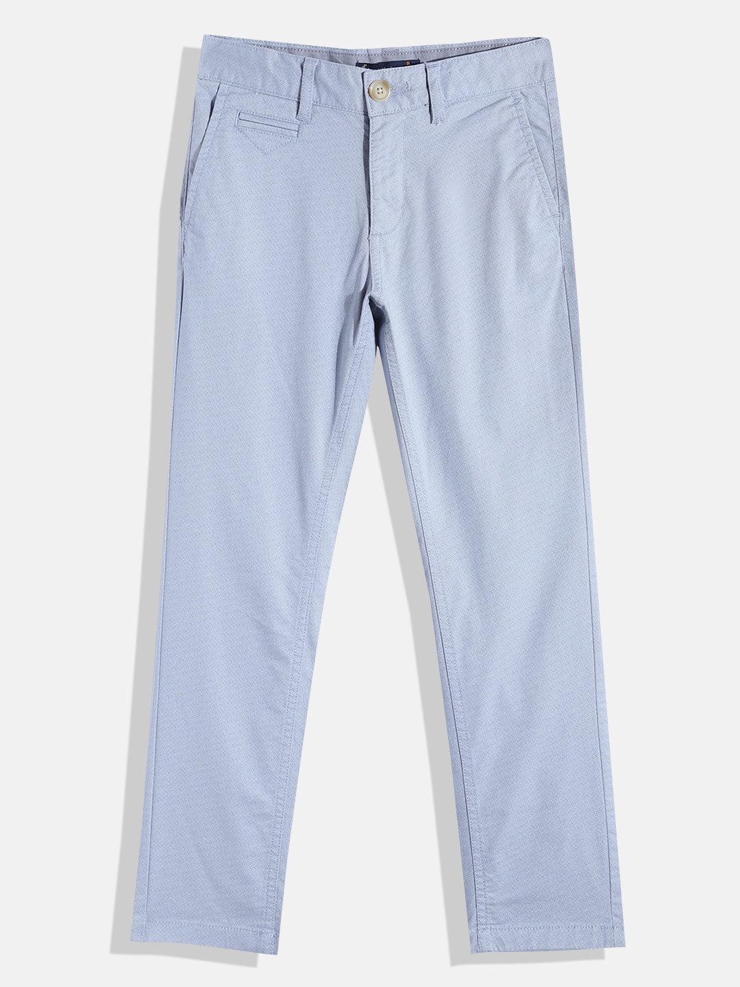 

Indian Terrain Boys Geometric Printed Mid-Rise Chinos Trousers, Blue