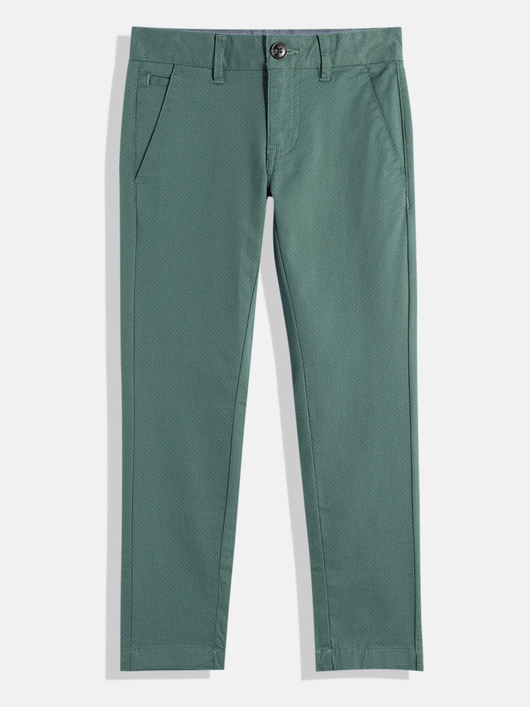 

Indian Terrain Boys Printed Regular Fit Chinos Trousers, Green