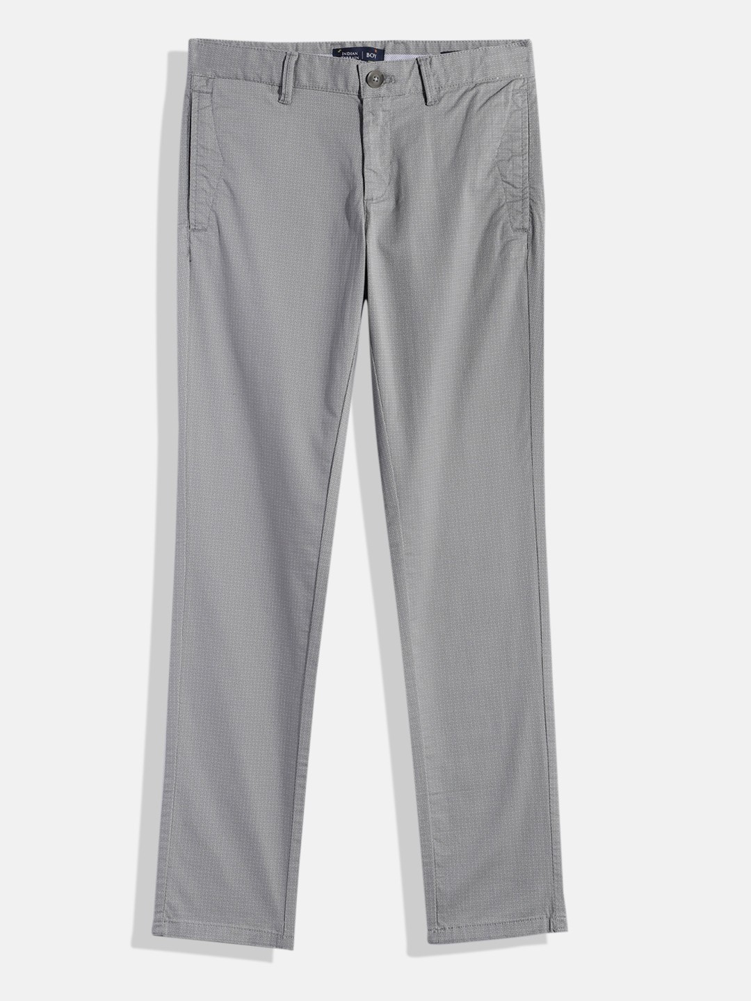 

Indian Terrain Boys Regular Fit Printed Trousers, Grey