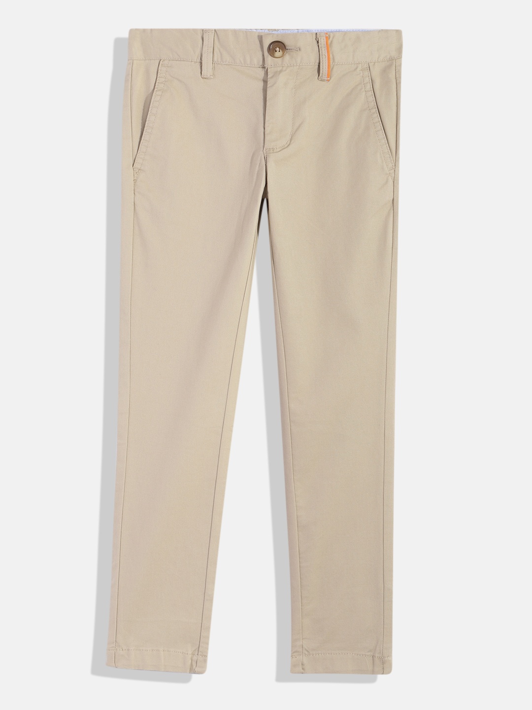 

Indian Terrain Boys Solid Regular Fit Original Low-Rise Plain Flat-Front Chinos, Khaki