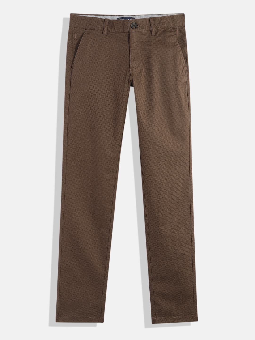 

Indian Terrain Boys Micro-Printed Trousers, Brown