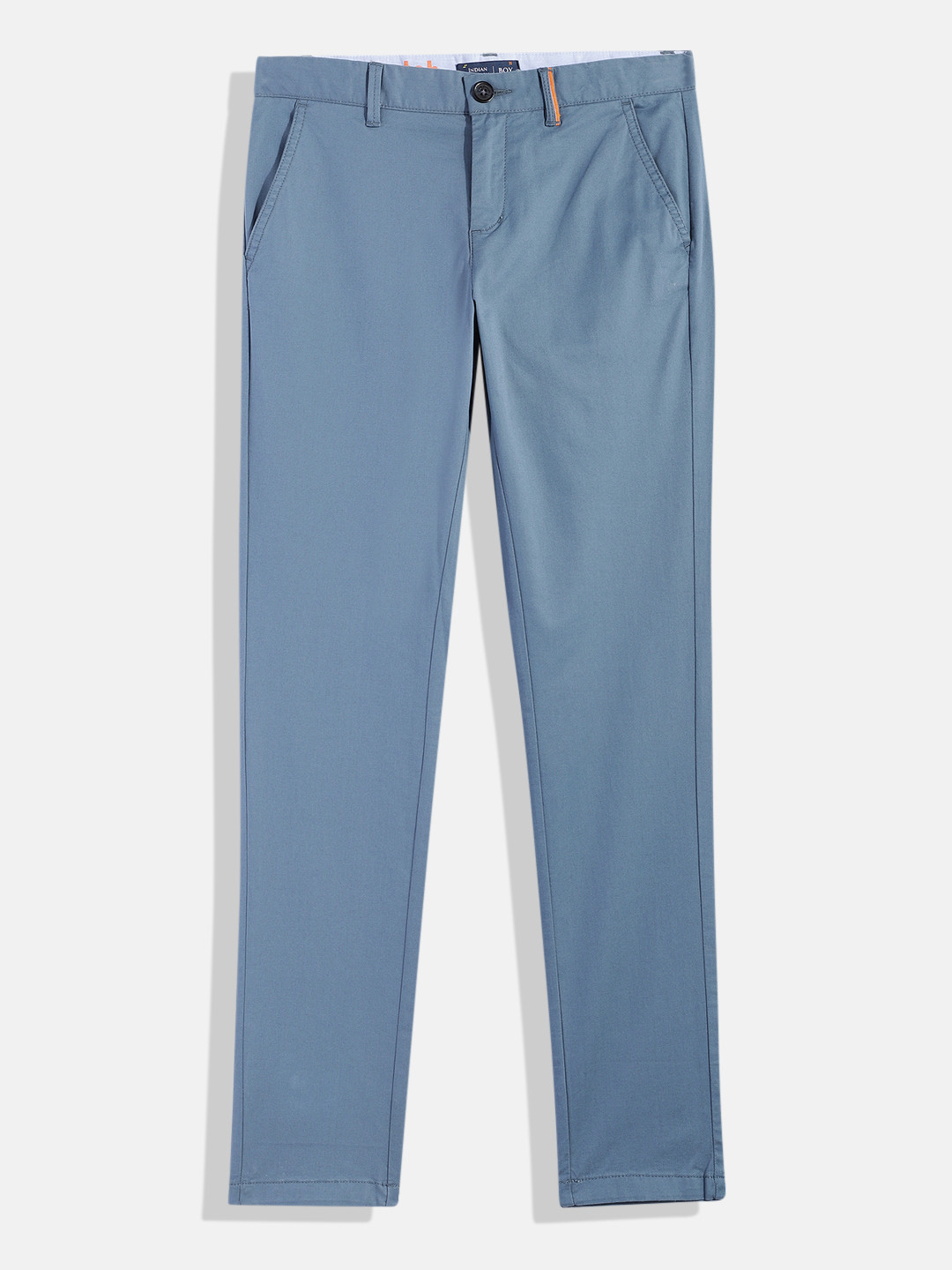 

Indian Terrain Boys Solid Original Regular Fit Low-Rise Plain Flat-Front Chinos, Blue