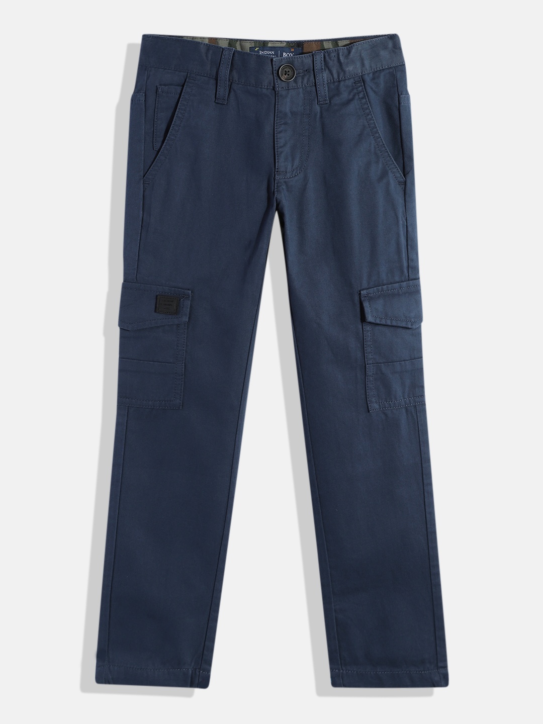 

Indian Terrain Boys Original Low-Rise Pure Cotton Cargos, Navy blue