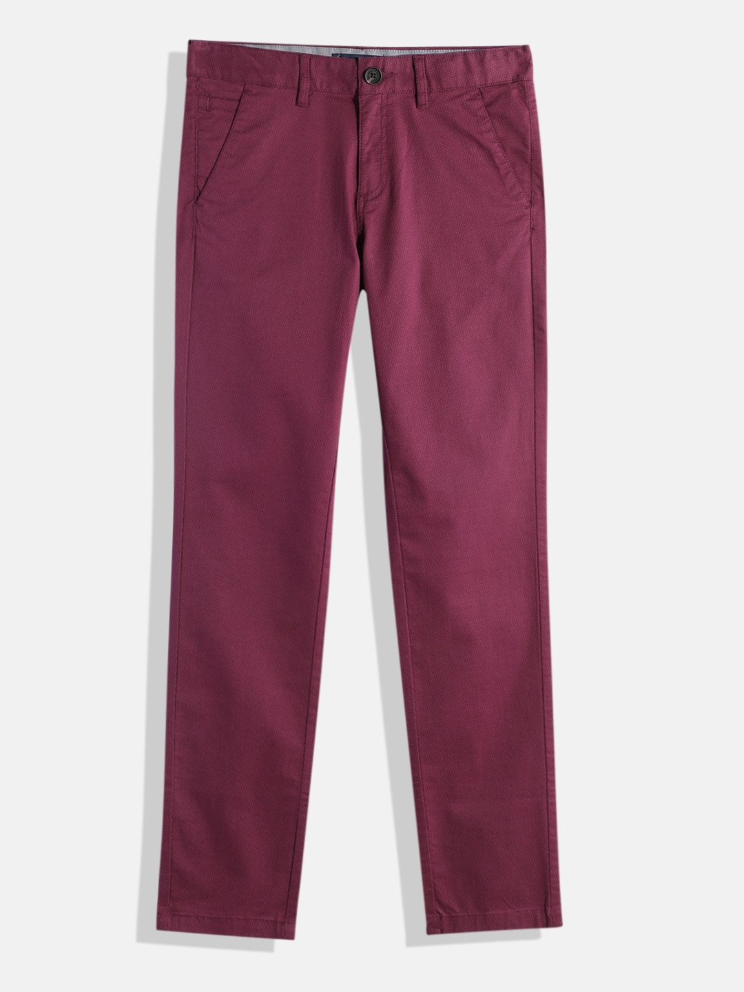

Indian Terrain Boys Self-Design Trousers, Maroon