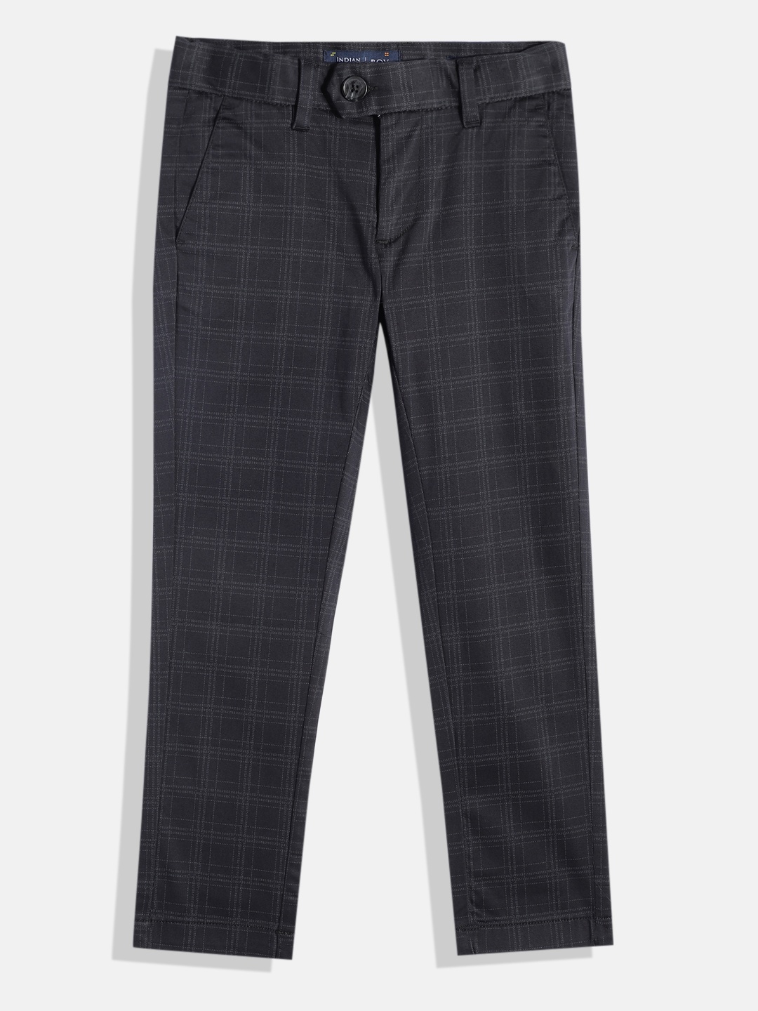 

Indian Terrain Boys Checked Trousers, Navy blue