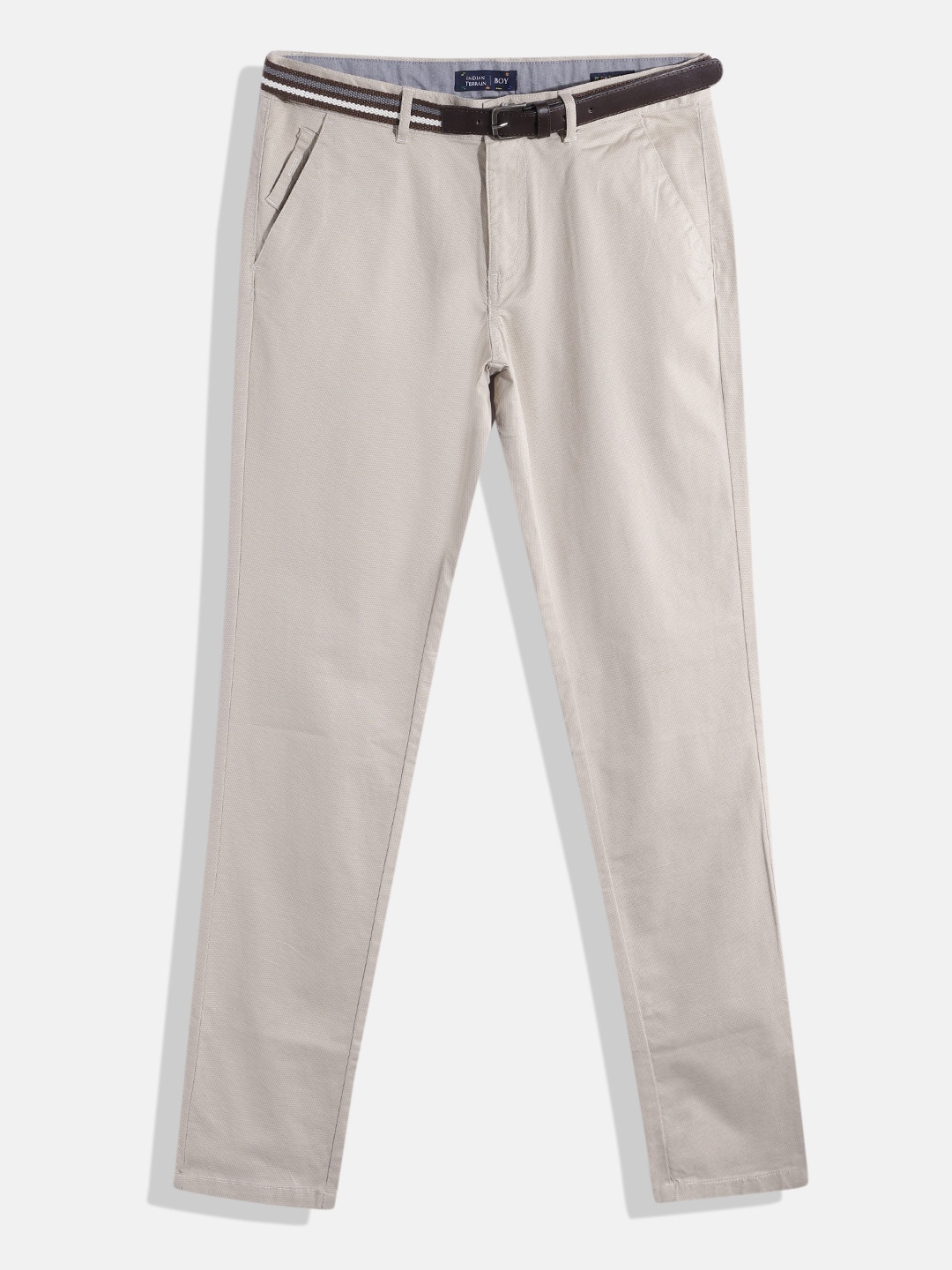 

Indian Terrain Boys Ditsy Printed Original Low-Rise Trousers, Beige