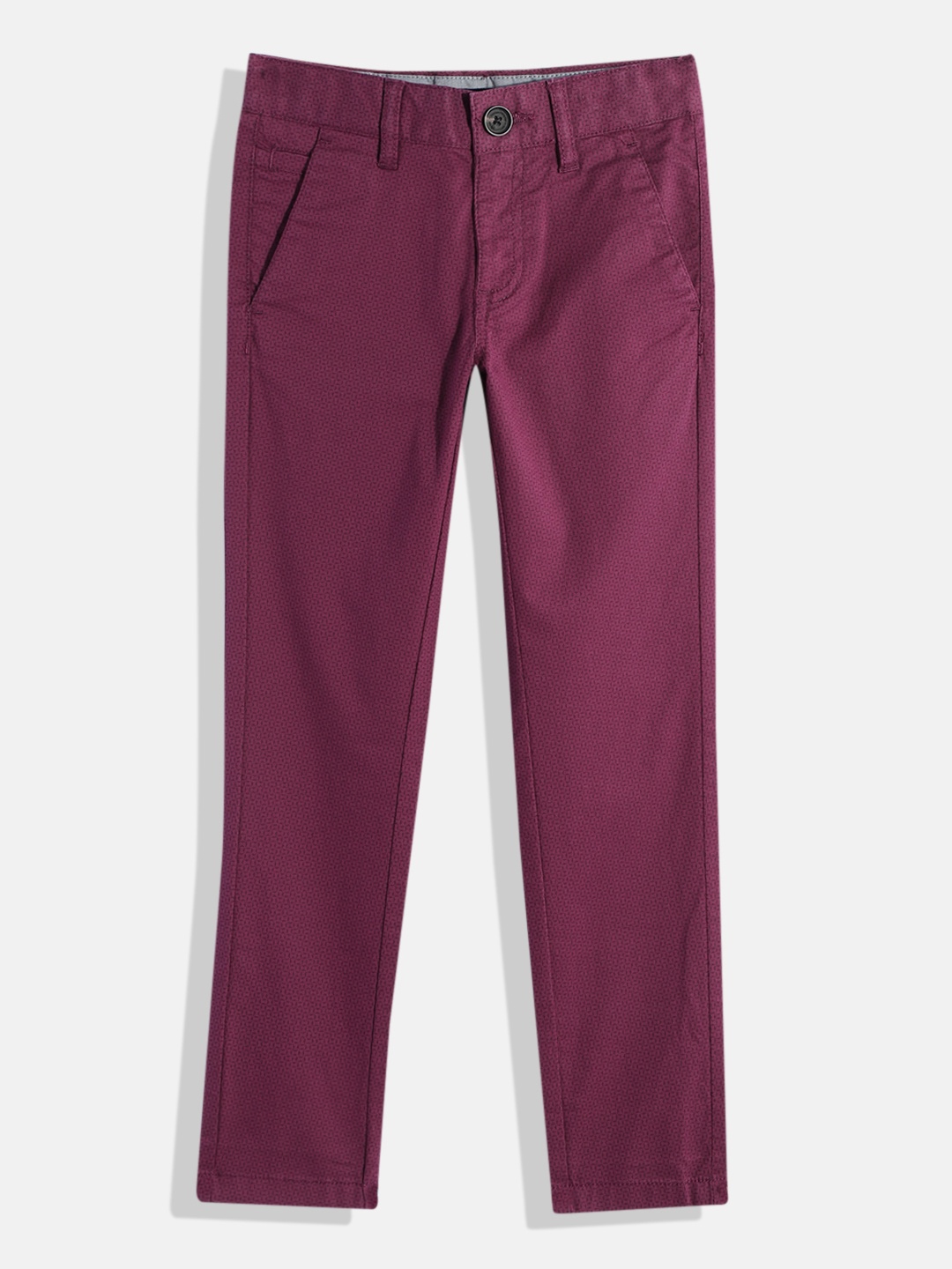 

Indian Terrain Boys Abstract Printed Original Low-Rise Trousers, Purple