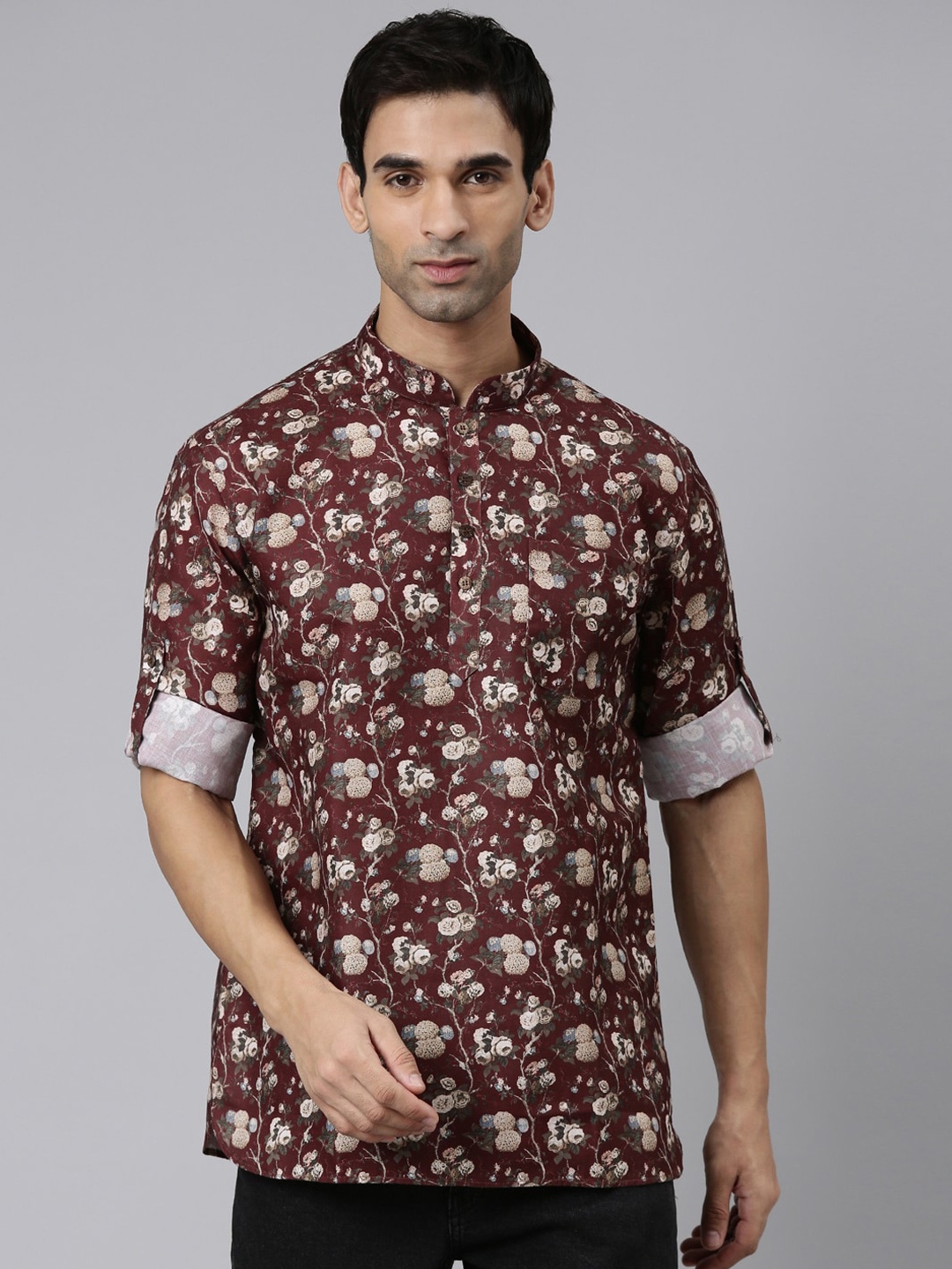 

Rishika Floral Printed Pure Cotton Kurta, Maroon