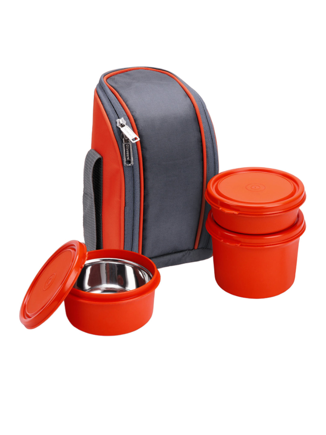 

SOPL-OLIVEWARE Boss Lunch Box Set of 3 Stainless Steel Containers with Bag, Orange