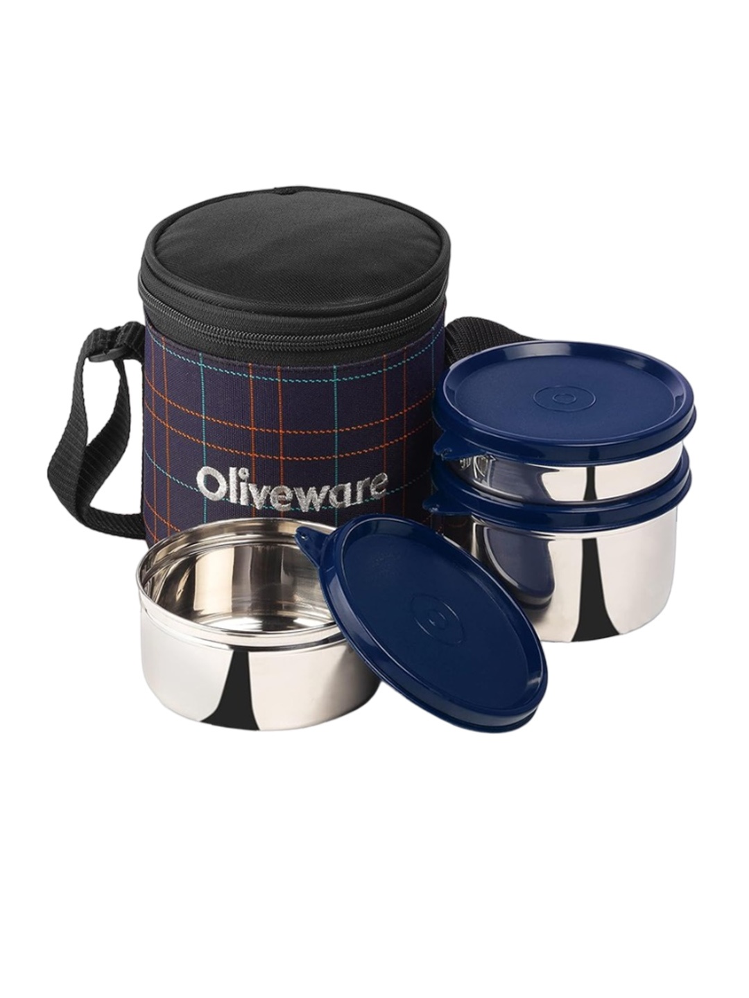 

SOPL-OLIVEWARE Bliss 4 Pcs Blue Stainless Steel Leak Proof Lunch Box With Bag