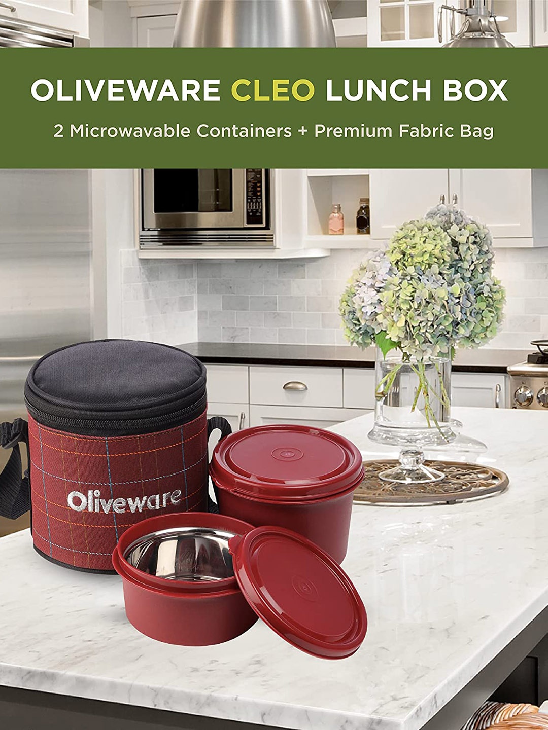 

SOPL-OLIVEWARE Cleo 3-pcs Red Stainless Lunch Spill-Proof Lunch Boxes With Bag