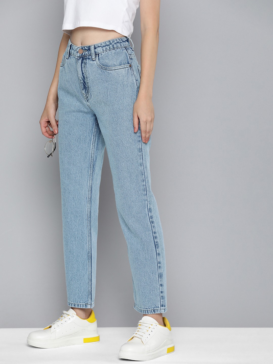 

Mast & Harbour Women Cotton Straight Fit High-Rise Jeans, Blue