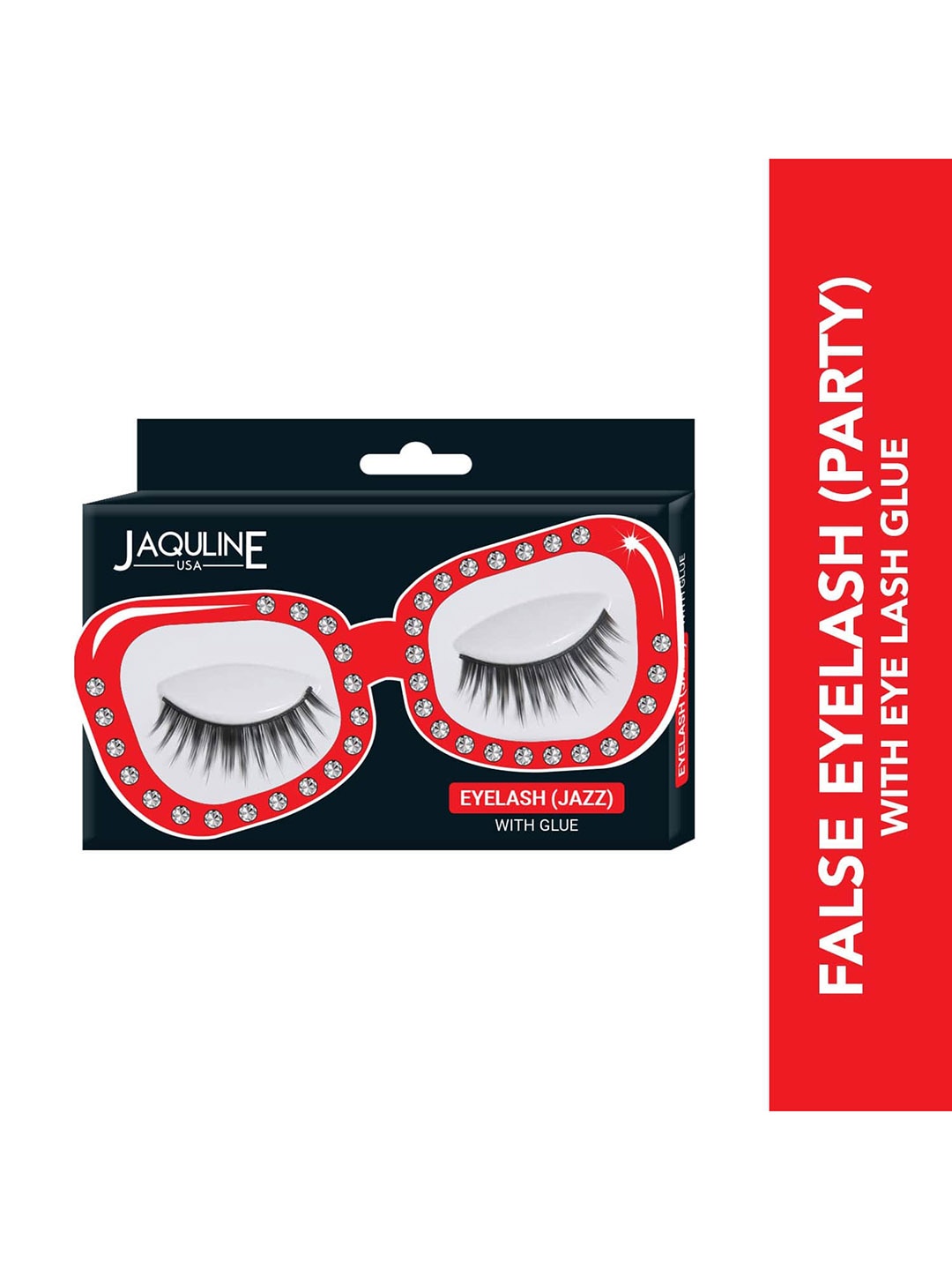 

Jaquline USA Durable False Eyelashes With Eyelash Glue, Black