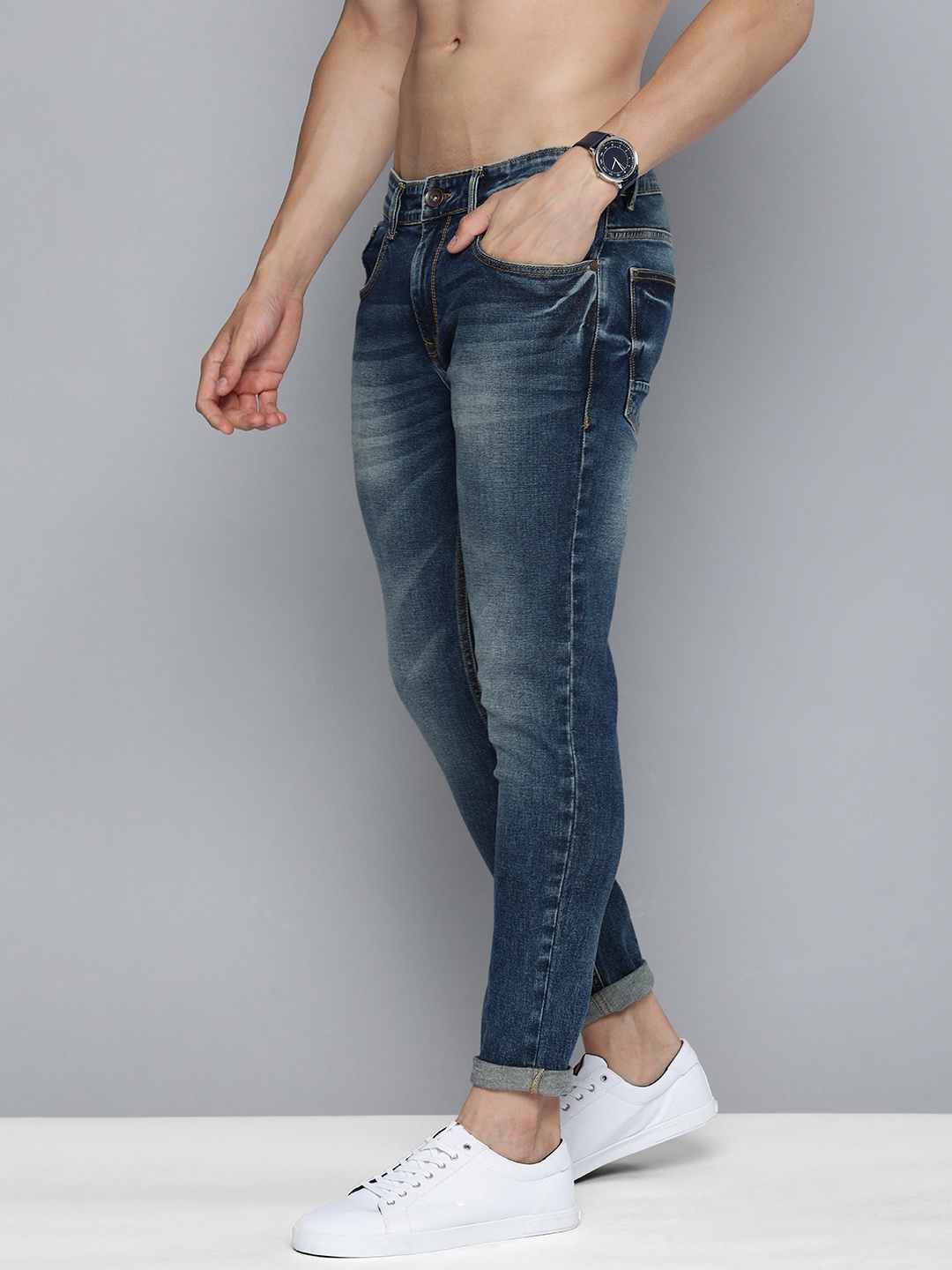 

Harvard Men Slim Fit Light Fade Stretchable Jeans, Blue