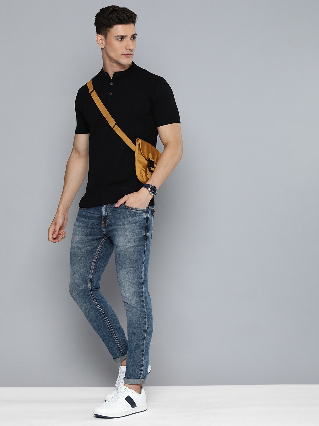 

Harvard Men Slim Fit Light Fade Stretchable Jeans, Blue